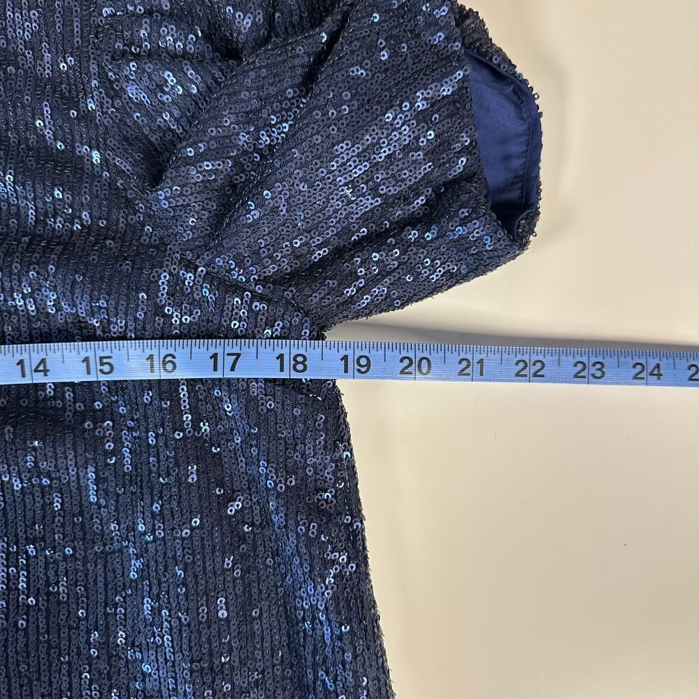 NWT Anthropologie  by Anthropologie Marie Navy Sequin Puff Short Sleeve Size 6 - Picture 12 of 13